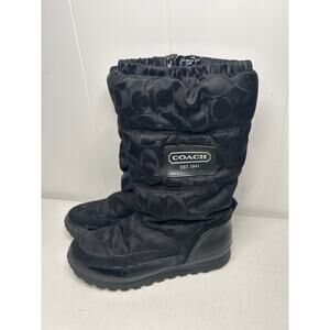 Coach Women's Demure Black Snow Zip Up Snow Boots. Size 6